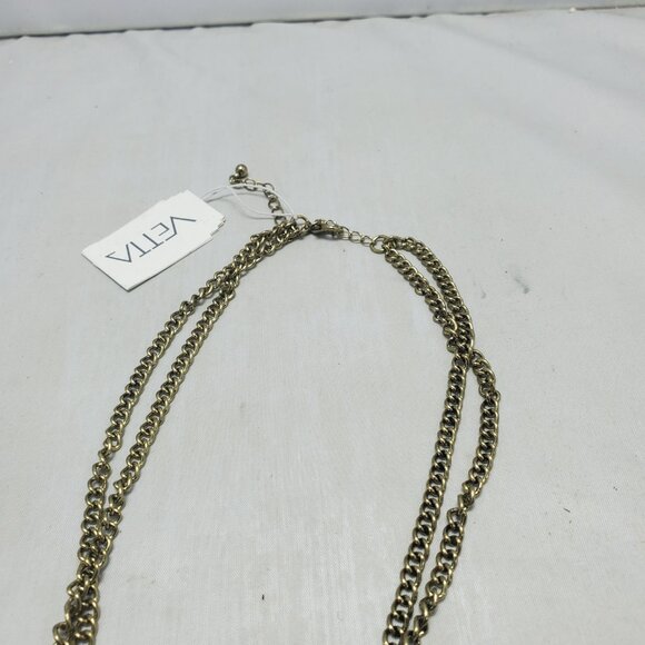Vetta multi layer antique gold chain with floral charms and tassels - Picture 8 of 8